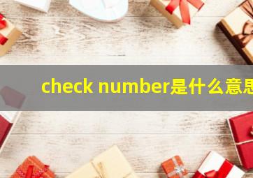 check number是什么意思